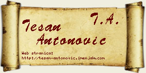 Tešan Antonović vizit kartica